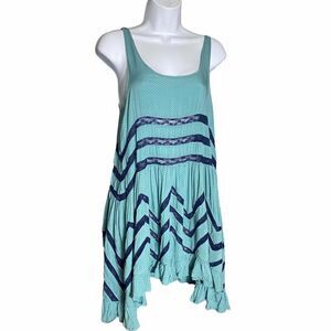 Intimately Free People Women Voile and Lace Trapeze Slip Sky Blue Size XS